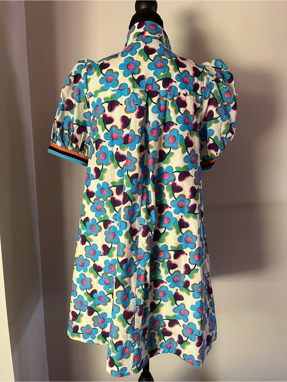 Entro Floral Puff Sleeve Shift Dress – Retro Mod Print with Pockets NWT⭐️ – Sz S - Picture 6 of 8